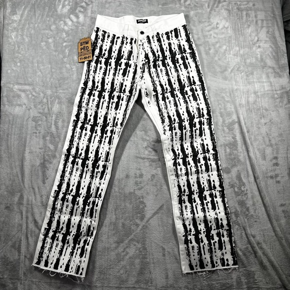 STMPĒD By Ryan Wilkes Other - STMPĒD By Ryan Wilkes Jeans Mens 32 Vegas Outlaw Paint Drip Raw Hem StreetWear